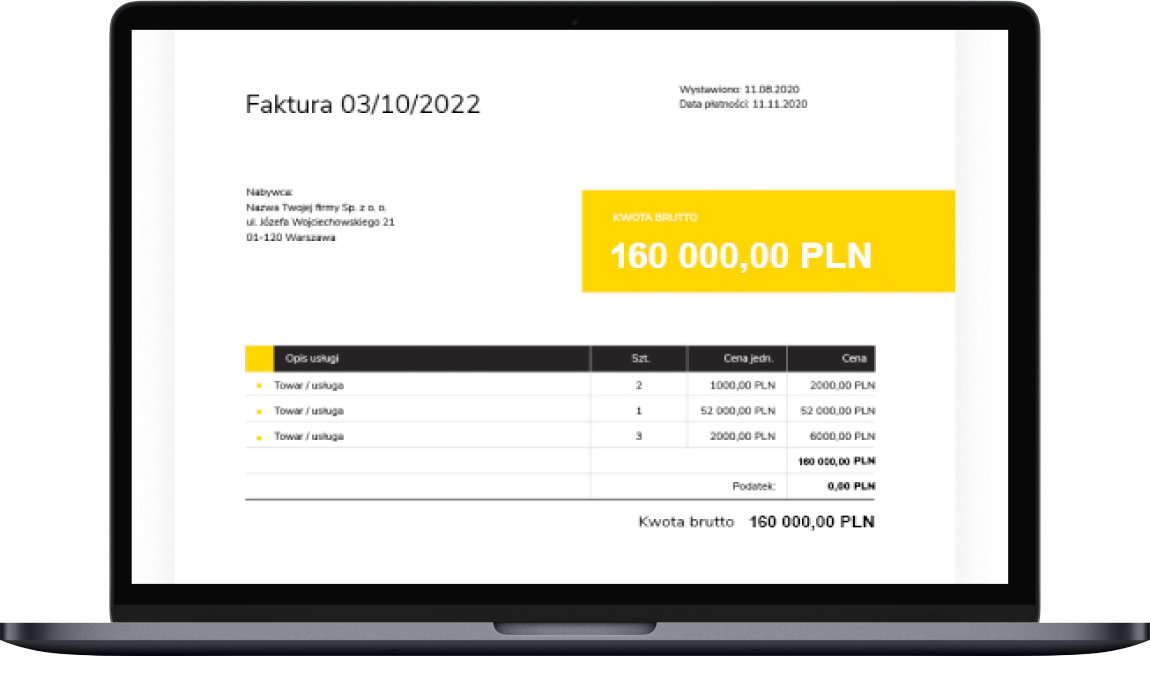 efaktor-app-laptop-1 laptop z fakturą na ekranie